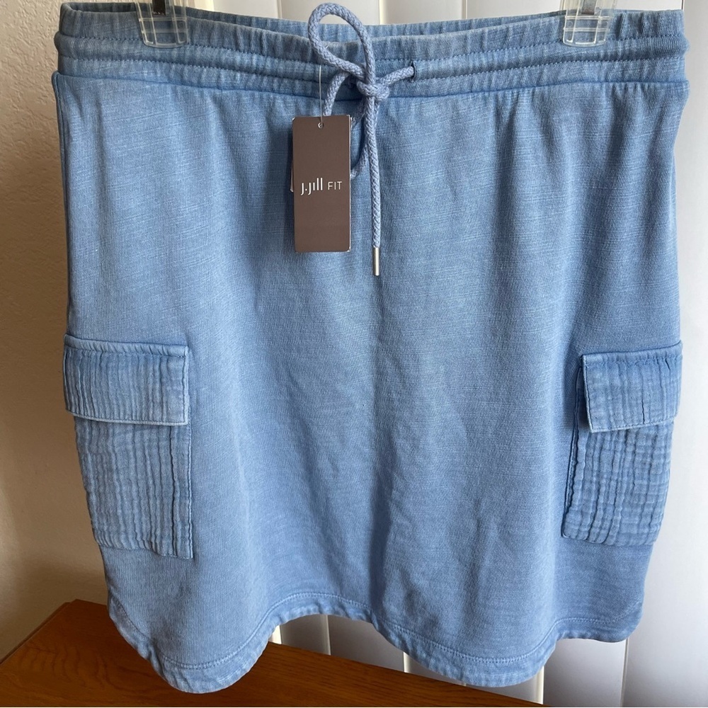 J. Jill Fit Terry Garment-Dyed Cargo Skirt Blue Size S - Picture 2 of 9